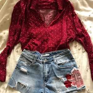 Mango Blouse and Zara Shorts